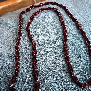 Antique Garnet Bohemian Cluster Rope Necklace